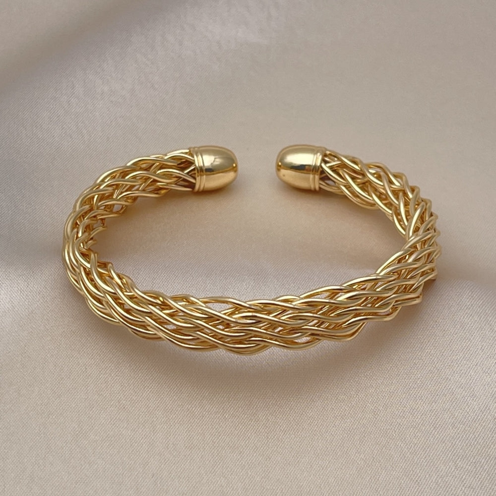 Oro Laminado Individual Bangle, Gold Filled Style Twist Design, Polished, Golden Finish