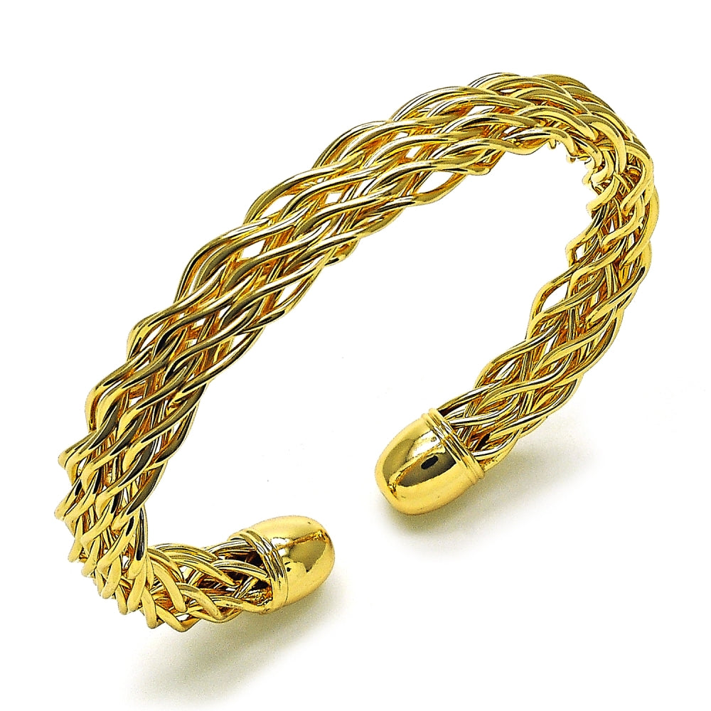 Oro Laminado Individual Bangle, Gold Filled Style Twist Design, Polished, Golden Finish