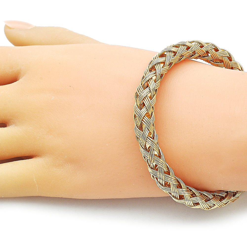 Oro Laminado Individual Bangle, Gold Filled Style Twist Design, Yellow Polished, Golden Finish
