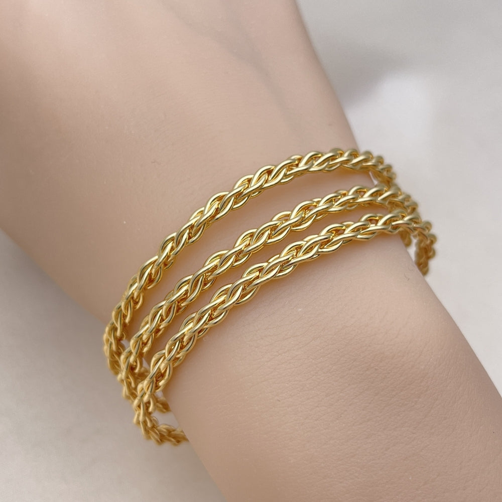 Oro Laminado Trio Bangle, Gold Filled Style Twist Design, Polished, Golden Finish