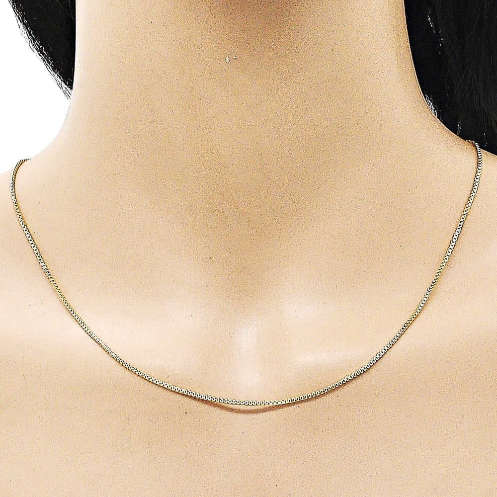 Oro Laminado Basic Necklace, Gold Filled Style Box Design, Polished, Golden Finish