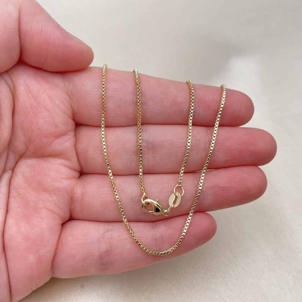 Oro Laminado Basic Necklace, Gold Filled Style Box Design, Polished, Golden Finish