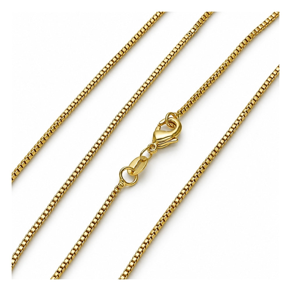 Oro Laminado Basic Necklace, Gold Filled Style Box Design, Polished, Golden Finish