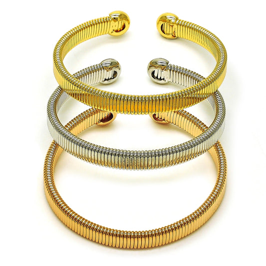 Oro Laminado Trio Bangle, Gold Filled Style Twist Design, Polished, Tricolor