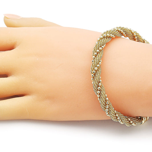Oro Laminado Individual Bangle, Gold Filled Style Twist and Filigree Design, Polished, Golden Finish