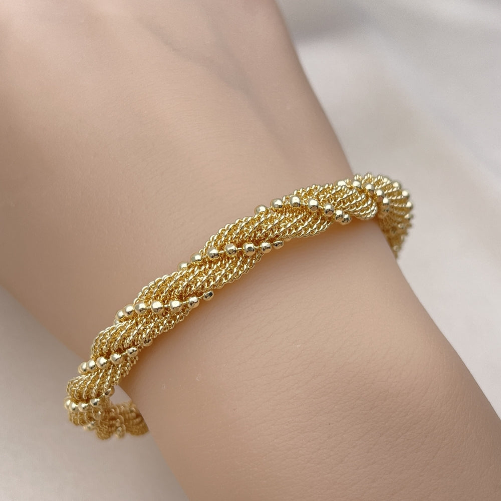 Oro Laminado Individual Bangle, Gold Filled Style Twist and Filigree Design, Polished, Golden Finish