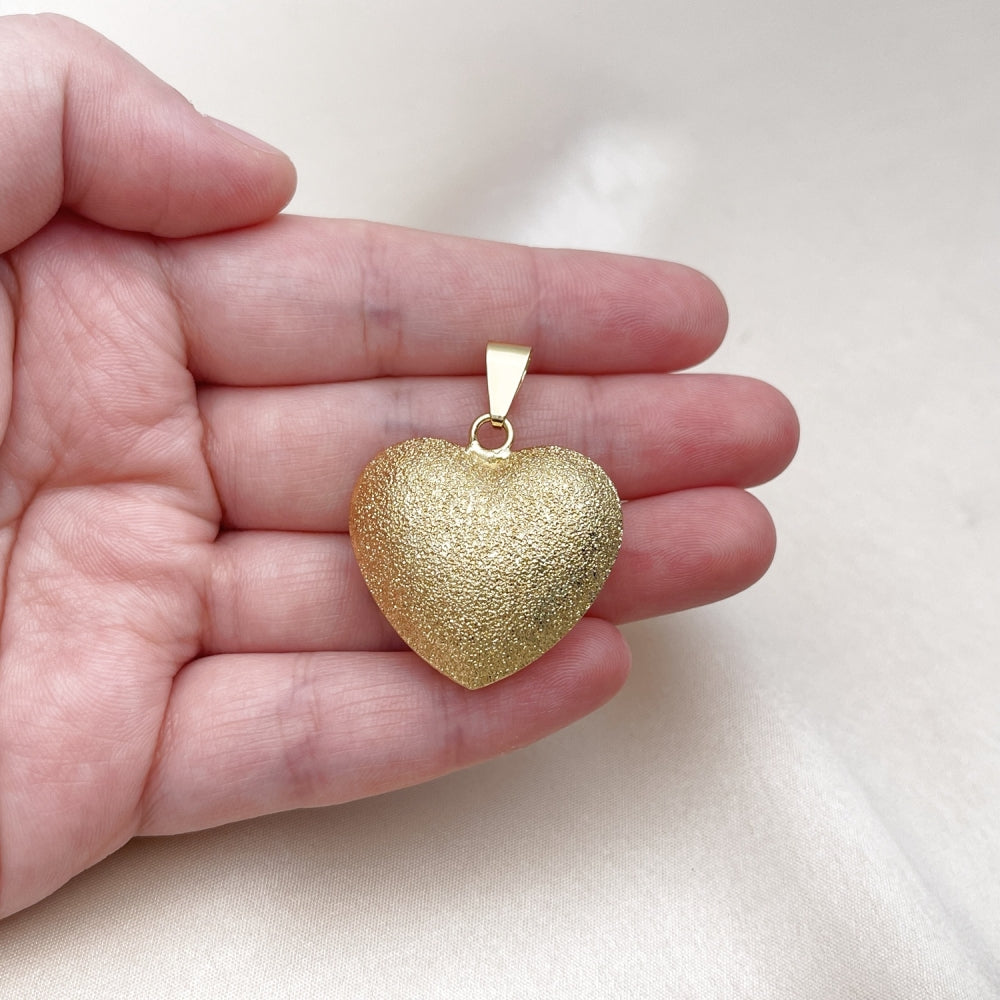 Oro Laminado Fancy Pendant, Gold Filled Style Heart and Hollow Design, Matte Finish, Golden Finish