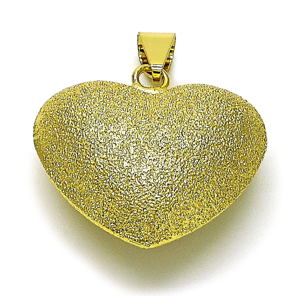 Oro Laminado Fancy Pendant, Gold Filled Style Heart and Hollow Design, Matte Finish, Golden Finish