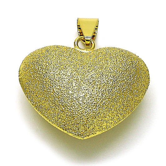 Oro Laminado Fancy Pendant, Gold Filled Style Heart and Hollow Design, Matte Finish, Golden Finish