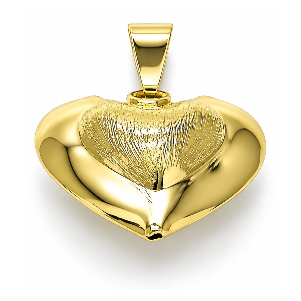 Oro Laminado Fancy Pendant, Gold Filled Style Heart and Hollow Design, Brushed Finish, Golden Finish