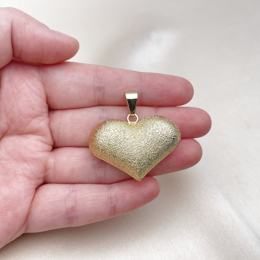 Oro Laminado Fancy Pendant, Gold Filled Style Heart and Hollow Design, Matte Finish, Golden Finish
