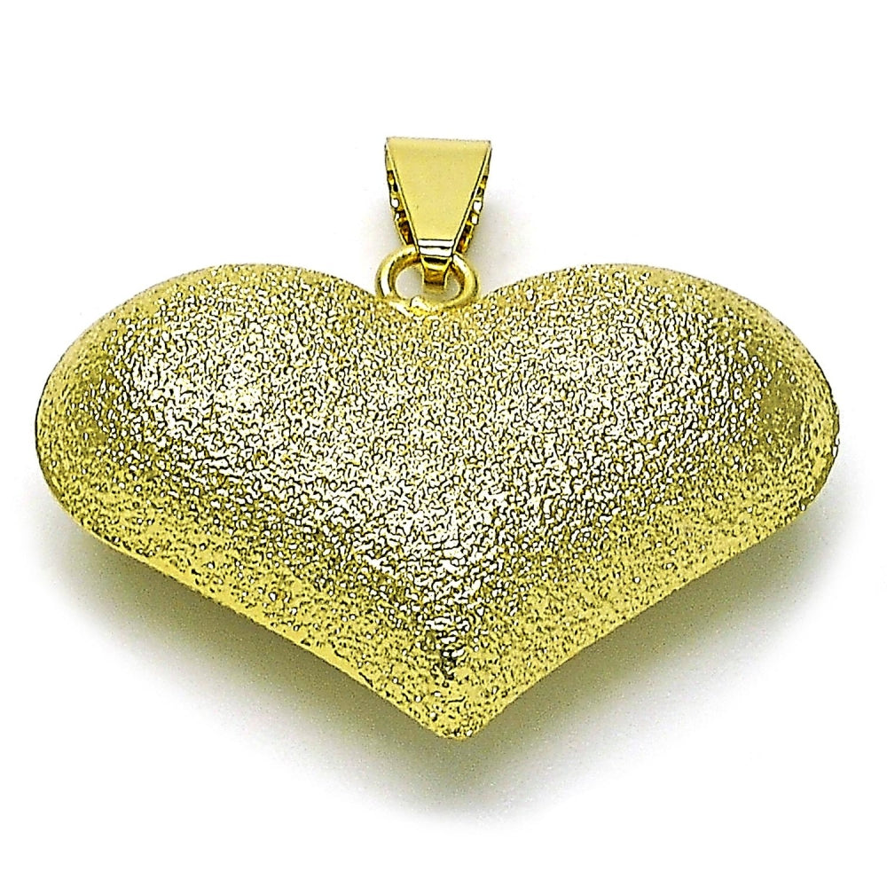 Oro Laminado Fancy Pendant, Gold Filled Style Heart and Hollow Design, Matte Finish, Golden Finish