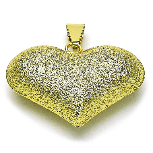 Oro Laminado Fancy Pendant, Gold Filled Style Heart and Hollow Design, Matte Finish, Golden Finish