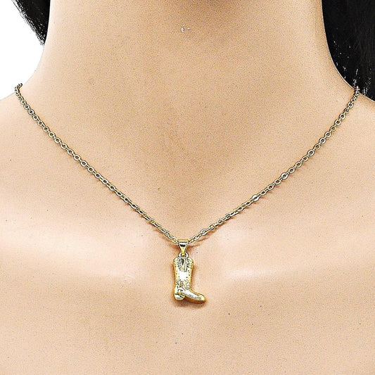 Oro Laminado Fancy Pendant, Gold Filled Style Shoes Design, Polished, Golden Finish