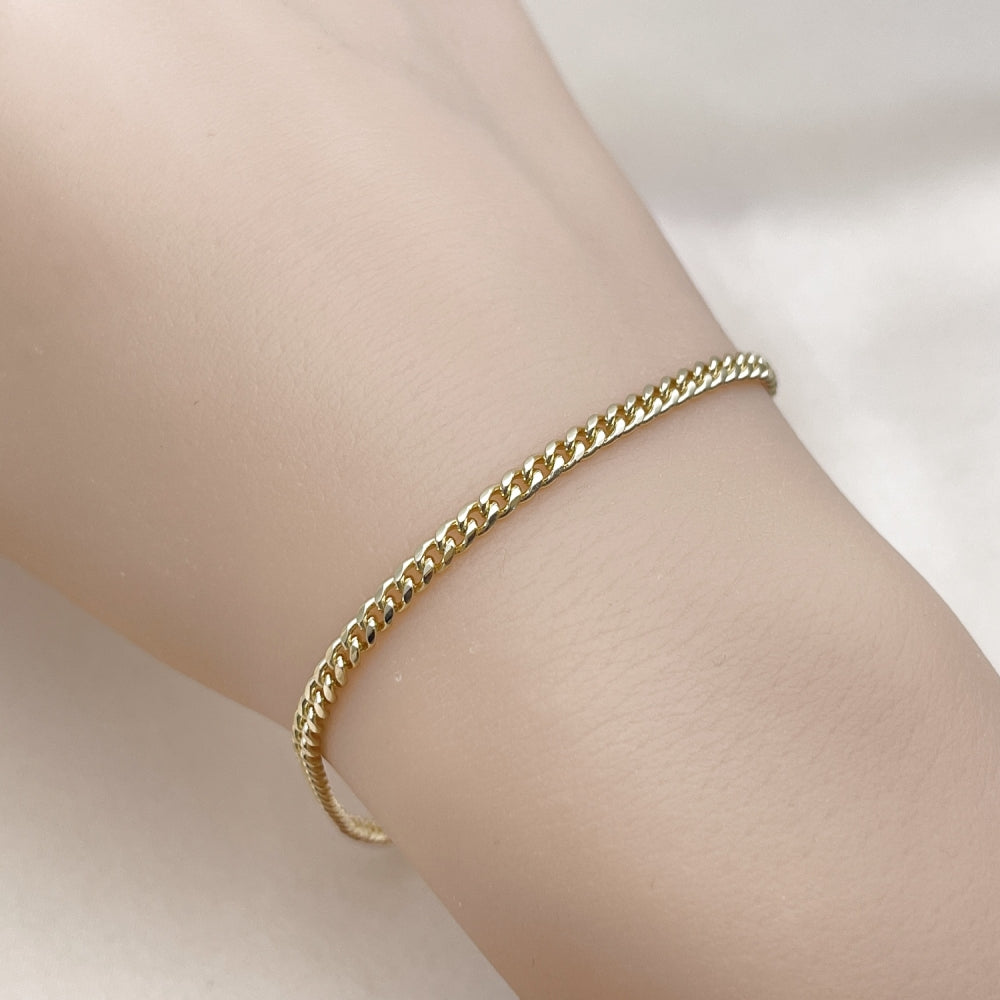 Oro Laminado Basic Bracelet, Gold Filled Style Miami Cuban Design, Polished, Golden Finish