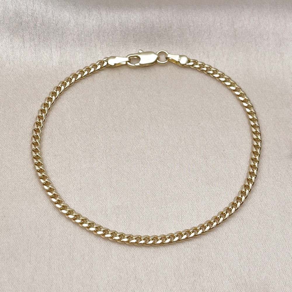 Oro Laminado Basic Bracelet, Gold Filled Style Miami Cuban Design, Polished, Golden Finish