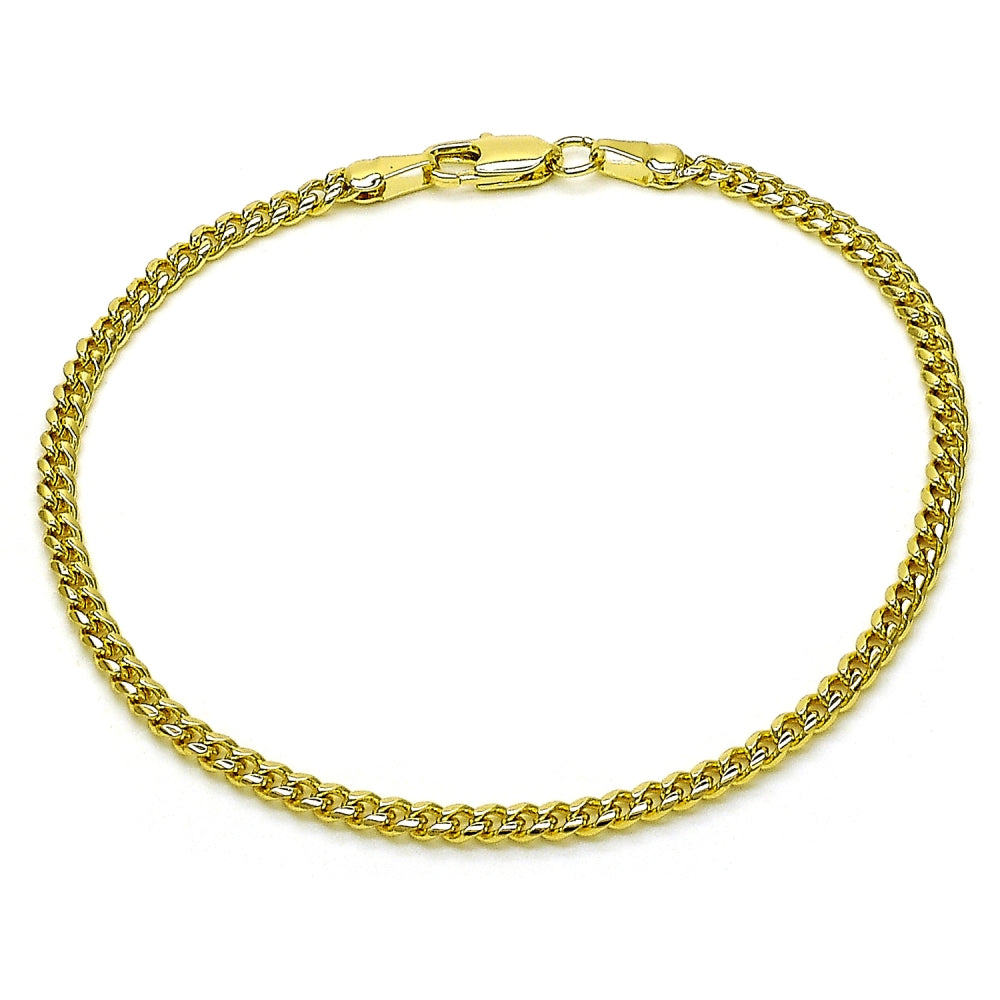 Oro Laminado Basic Bracelet, Gold Filled Style Miami Cuban Design, Polished, Golden Finish