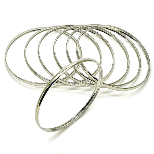 Rhodium Gold Filled Semanario Bangle, Polished, Rhodium Finish