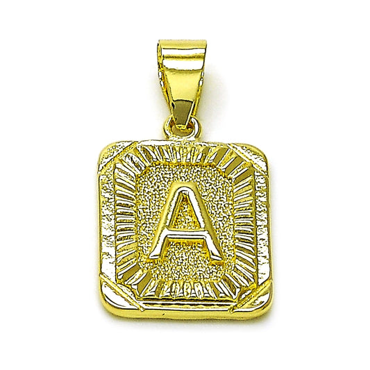 Oro Laminado Fancy Pendant, Gold Filled Style Initials Design, Diamond Cutting Finish, Golden Finish
