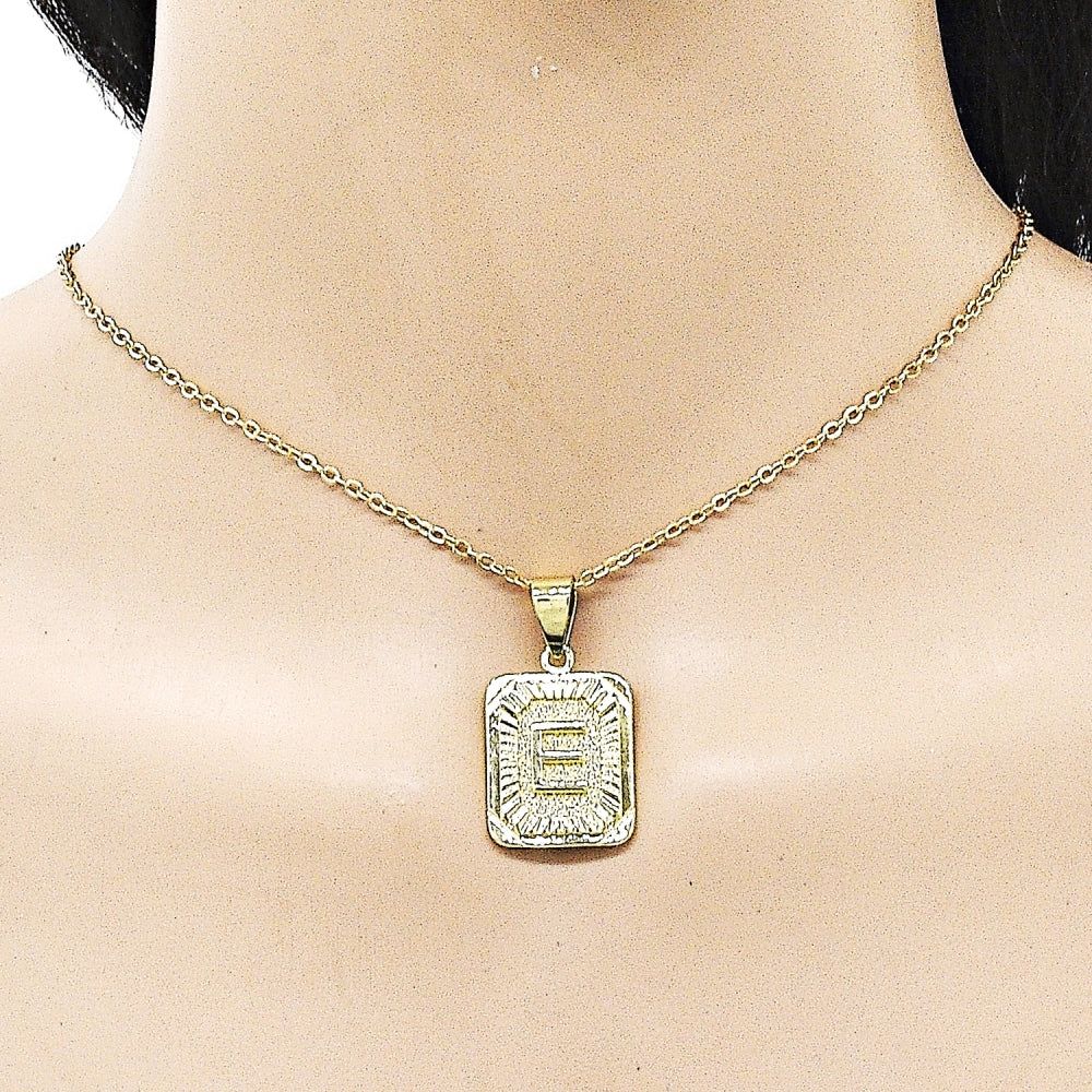 Oro Laminado Fancy Pendant, Gold Filled Style Initials Design, Polished, Golden Finish
