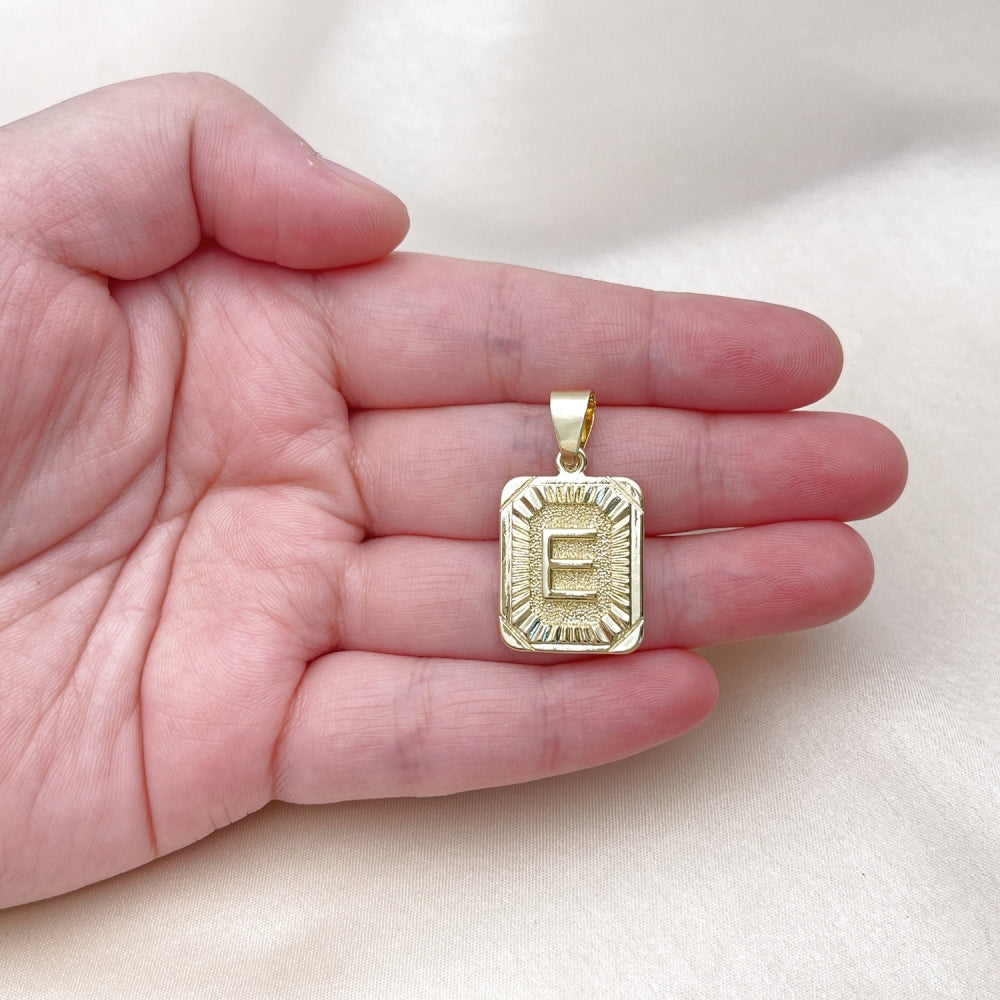 Oro Laminado Fancy Pendant, Gold Filled Style Initials Design, Polished, Golden Finish