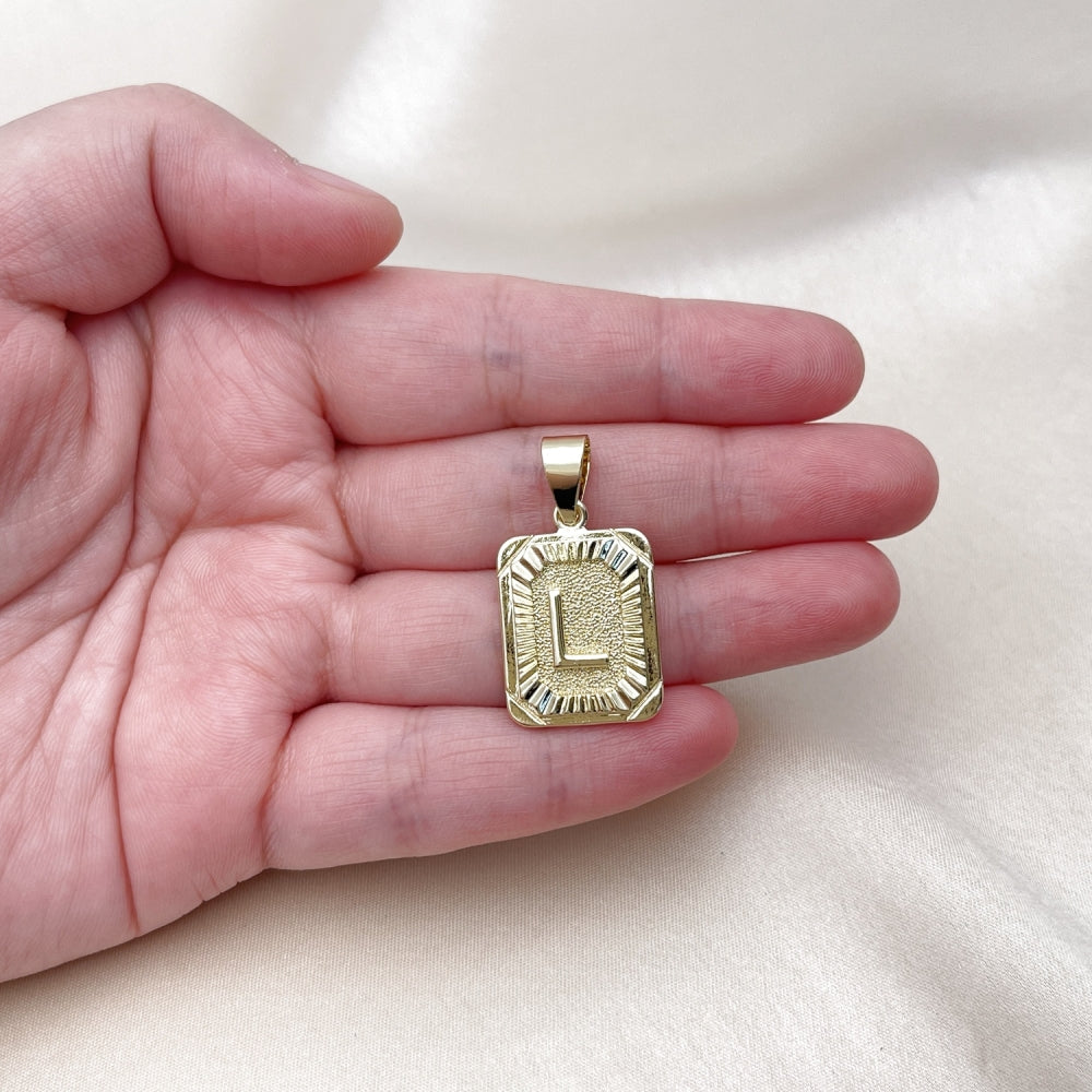 Oro Laminado Fancy Pendant, Gold Filled Style Initials Design, Polished, Golden Finish