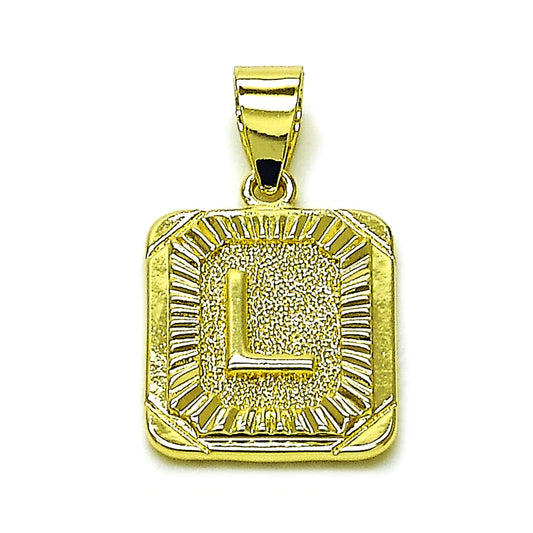 Oro Laminado Fancy Pendant, Gold Filled Style Initials Design, Polished, Golden Finish