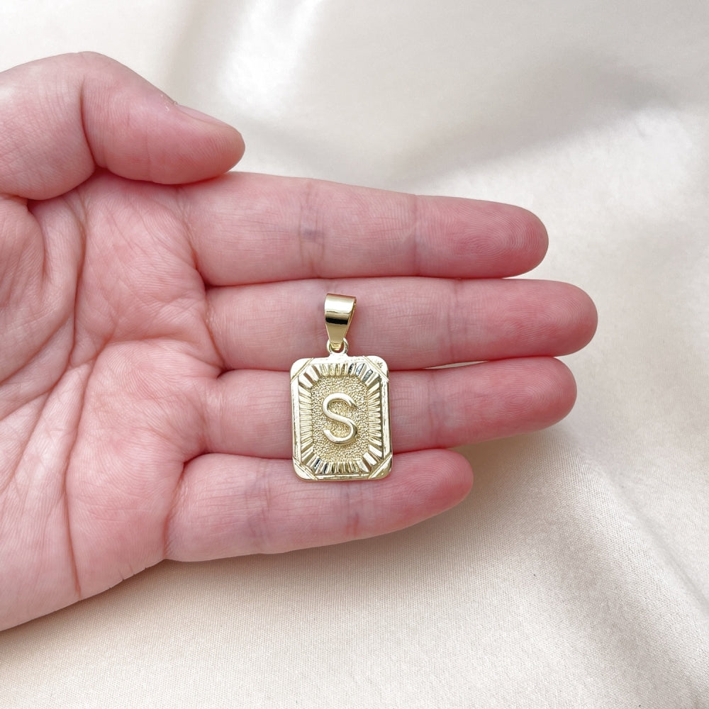 Oro Laminado Fancy Pendant, Gold Filled Style Initials Design, Polished, Golden Finish