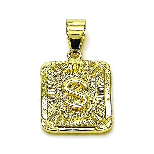 Oro Laminado Fancy Pendant, Gold Filled Style Initials Design, Polished, Golden Finish