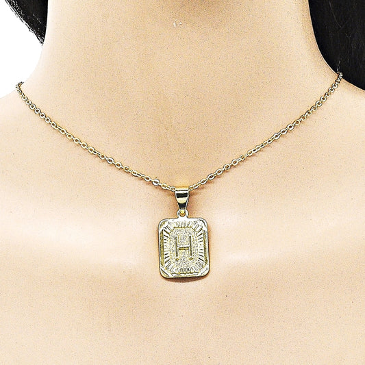 Oro Laminado Fancy Pendant, Gold Filled Style Initials Design, Diamond Cutting Finish, Golden Finish