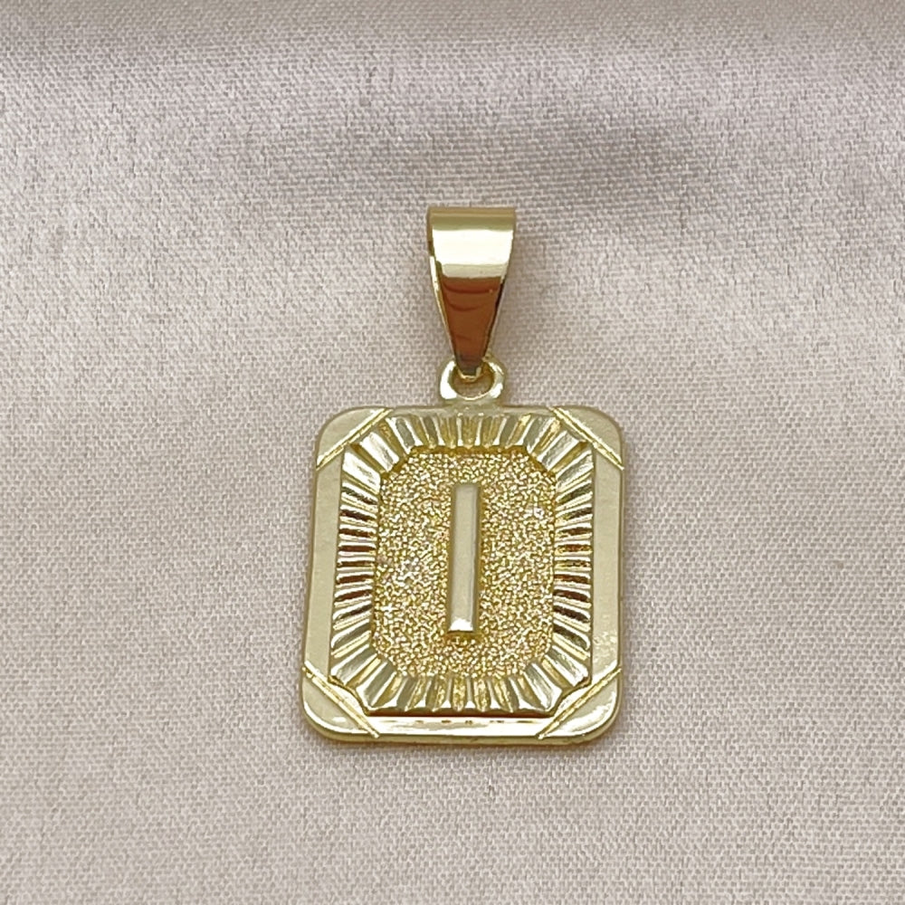 Oro Laminado Fancy Pendant, Gold Filled Style Initials Design, Diamond Cutting Finish, Golden Finish