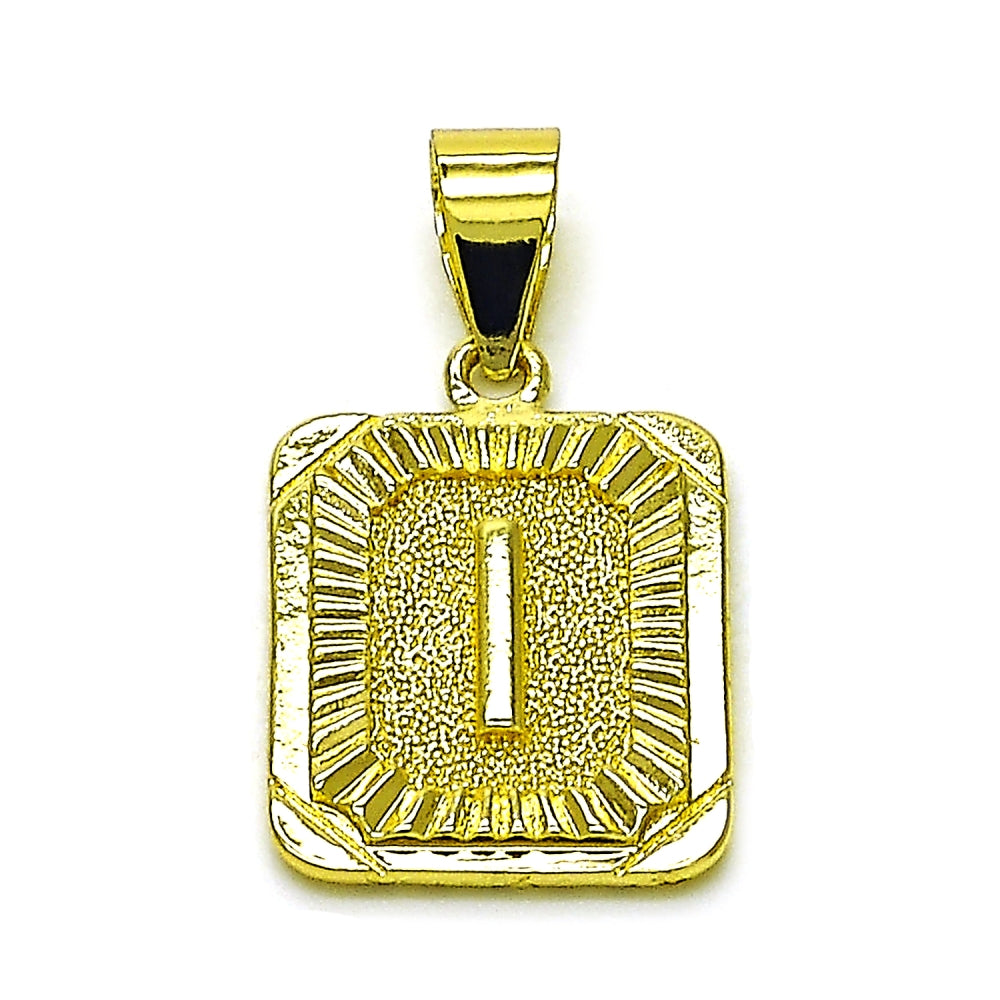 Oro Laminado Fancy Pendant, Gold Filled Style Initials Design, Diamond Cutting Finish, Golden Finish