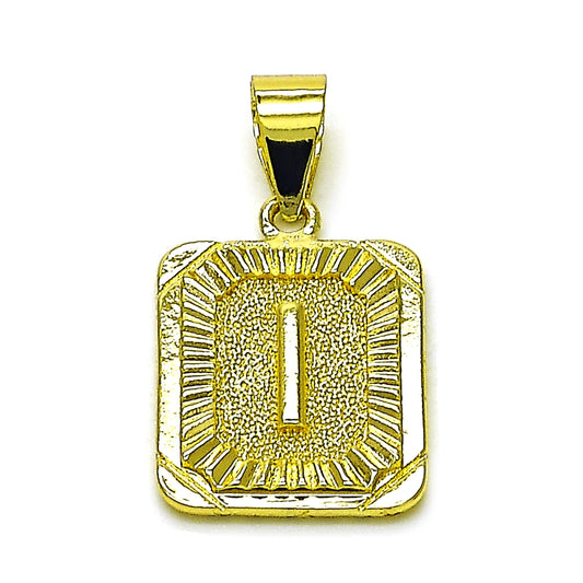 Oro Laminado Fancy Pendant, Gold Filled Style Initials Design, Diamond Cutting Finish, Golden Finish