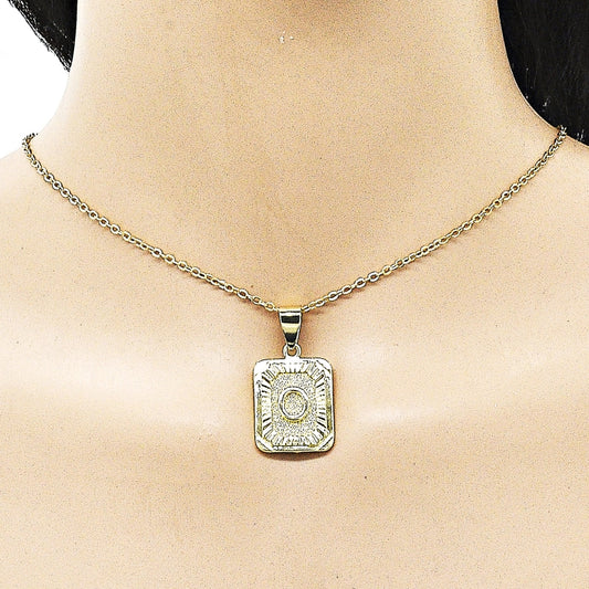 Oro Laminado Fancy Pendant, Gold Filled Style Initials Design, Diamond Cutting Finish, Golden Finish
