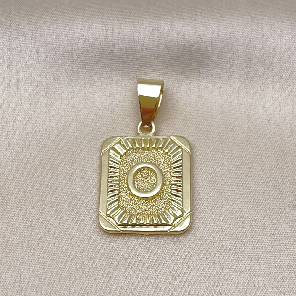 Oro Laminado Fancy Pendant, Gold Filled Style Initials Design, Diamond Cutting Finish, Golden Finish