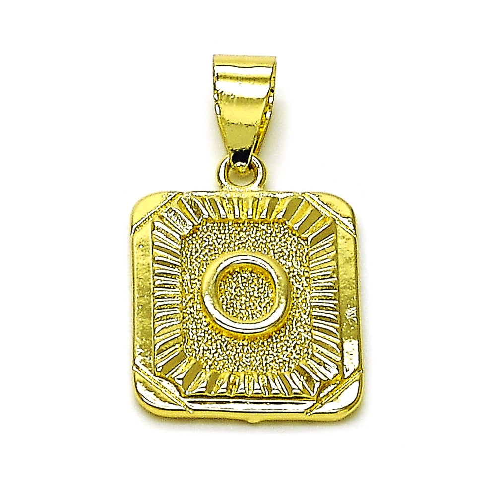 Oro Laminado Fancy Pendant, Gold Filled Style Initials Design, Diamond Cutting Finish, Golden Finish