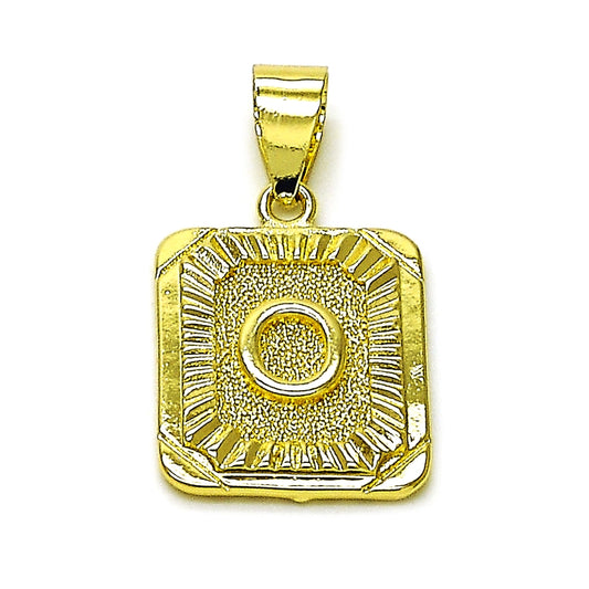 Oro Laminado Fancy Pendant, Gold Filled Style Initials Design, Diamond Cutting Finish, Golden Finish