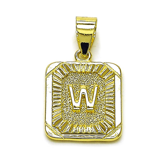 Oro Laminado Fancy Pendant, Gold Filled Style Initials Design, Diamond Cutting Finish, Golden Finish