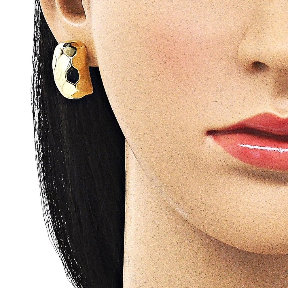 Oro Laminado Stud Earring, Gold Filled Style Disco Design, Polished, Golden Finish