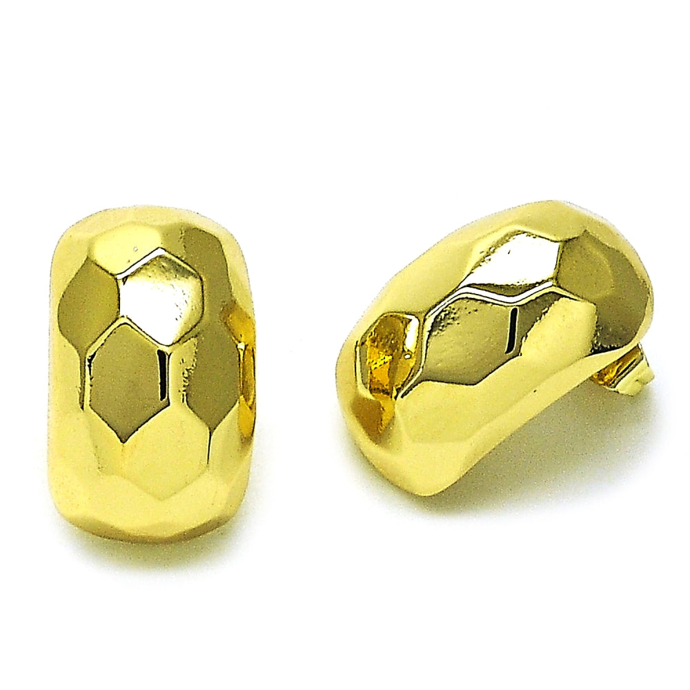 Oro Laminado Stud Earring, Gold Filled Style Disco Design, Polished, Golden Finish