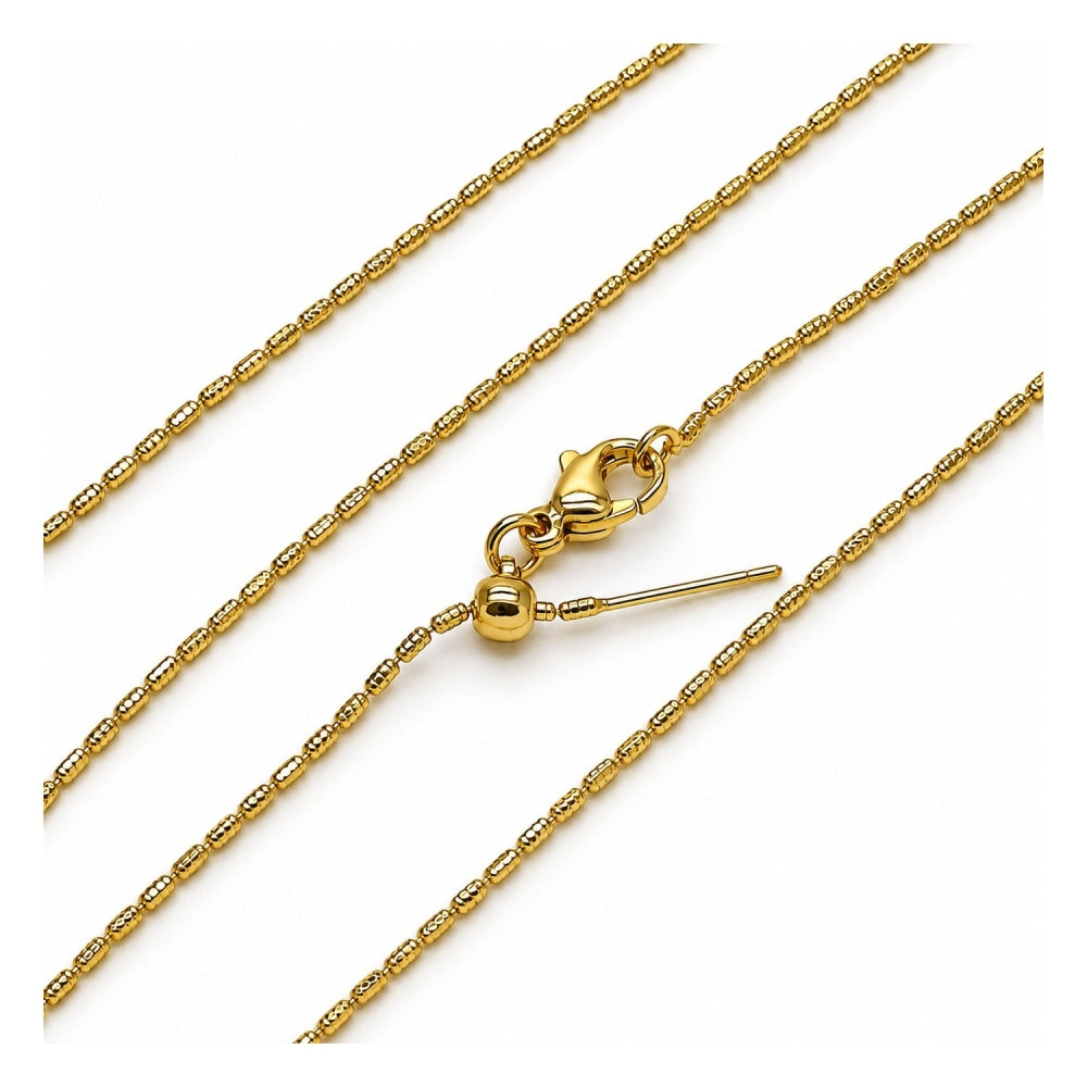 Oro Laminado Basic Necklace, Gold Filled Style Ball Design, Diamond Cutting Finish, Golden Finish