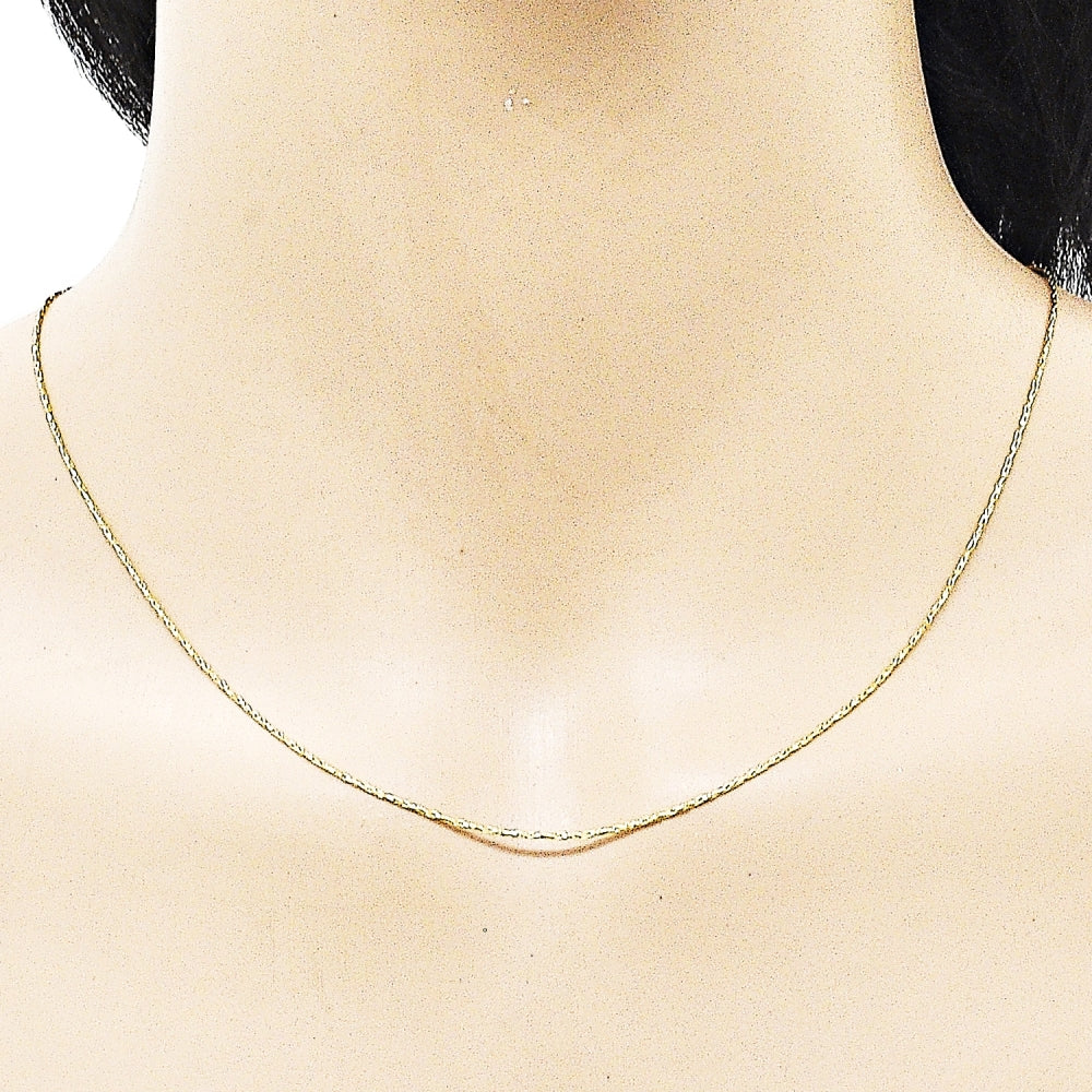 Oro Laminado Basic Necklace, Gold Filled Style Diamond Cutting Finish, Golden Finish