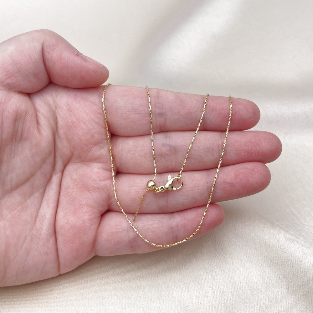 Oro Laminado Basic Necklace, Gold Filled Style Diamond Cutting Finish, Golden Finish