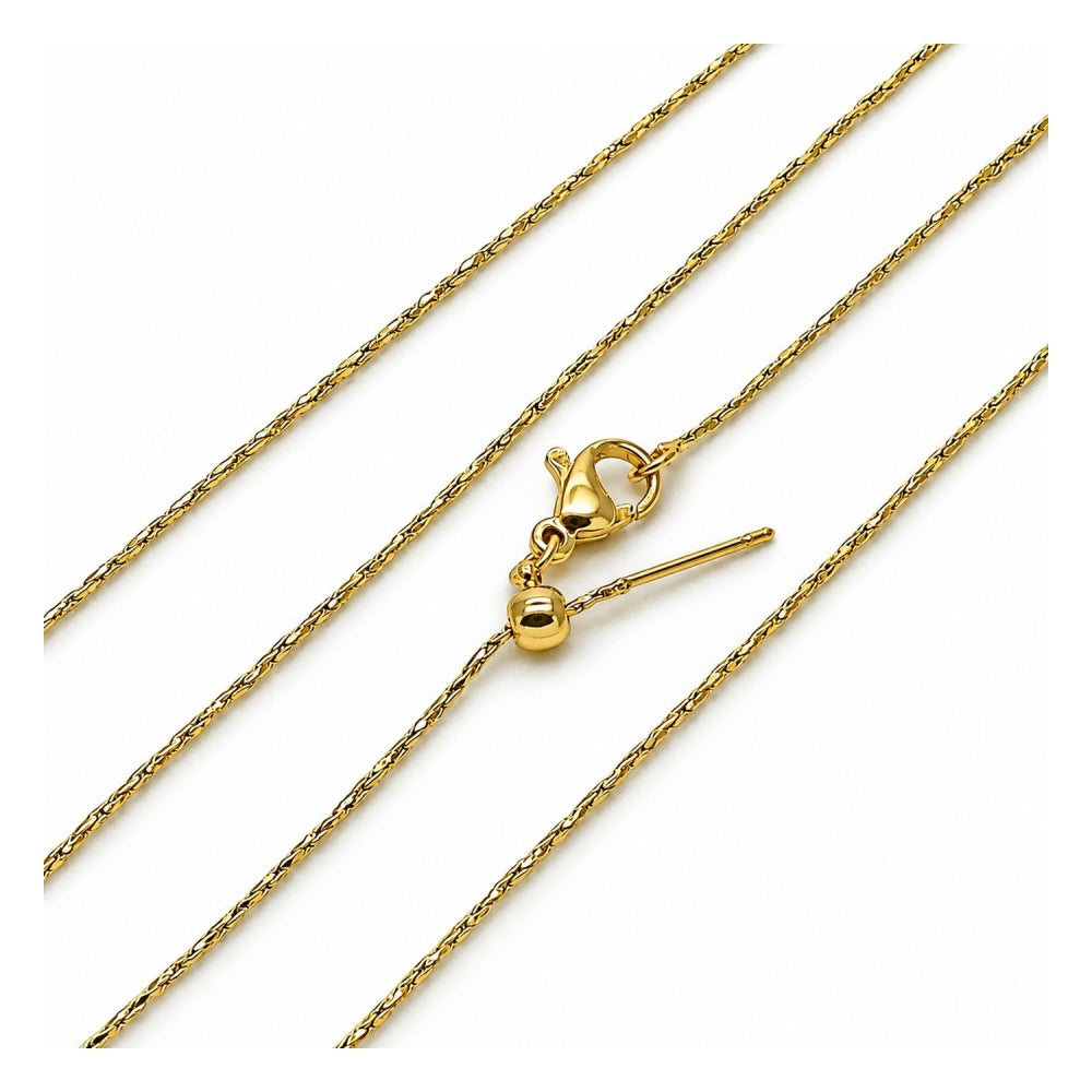 Oro Laminado Basic Necklace, Gold Filled Style Diamond Cutting Finish, Golden Finish