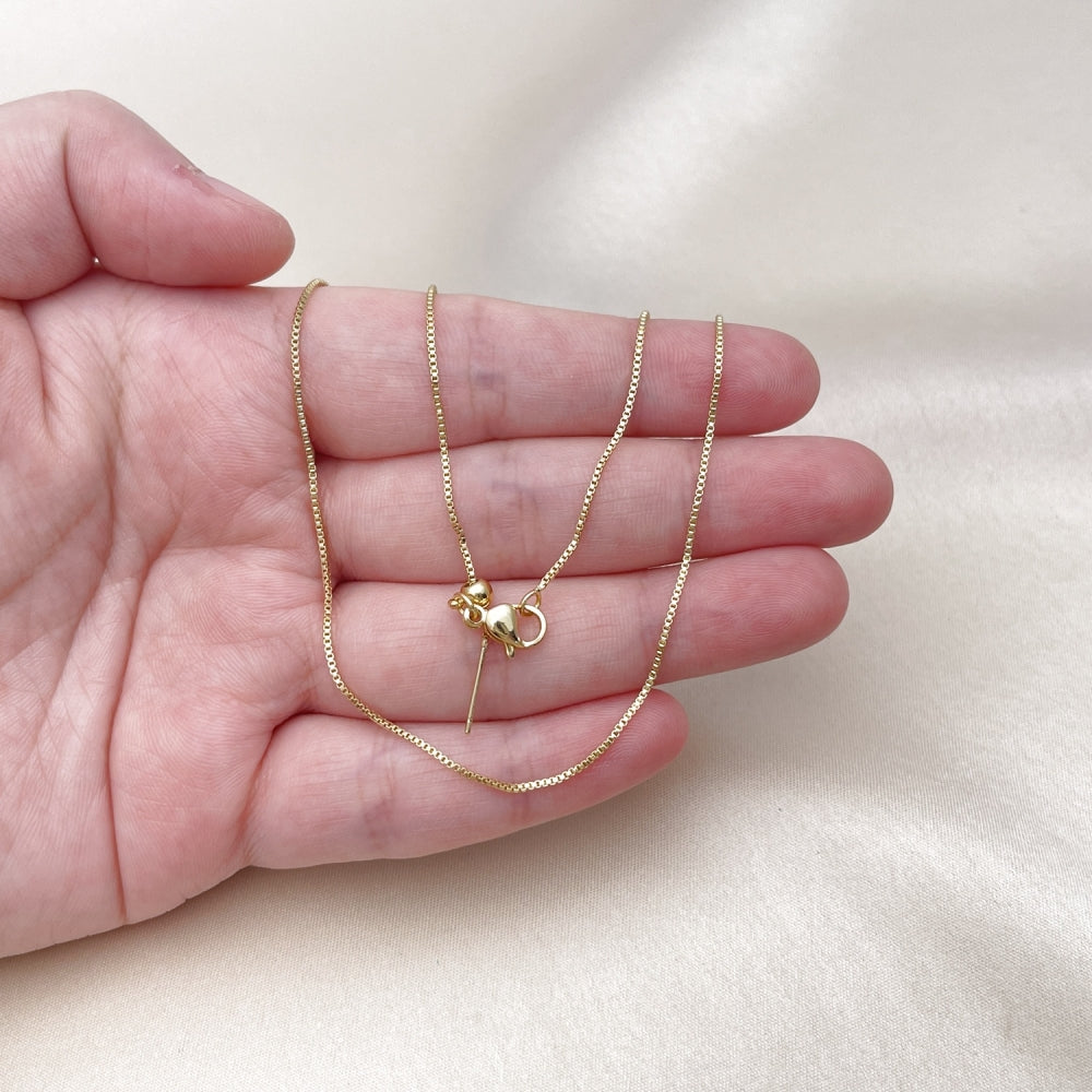 Oro Laminado Basic Necklace, Gold Filled Style Box Design, Polished, Golden Finish