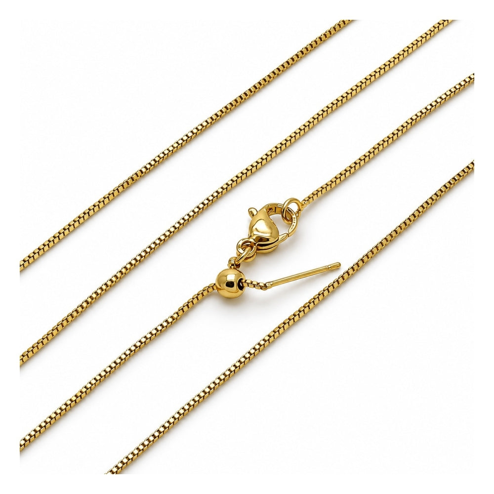 Oro Laminado Basic Necklace, Gold Filled Style Box Design, Polished, Golden Finish