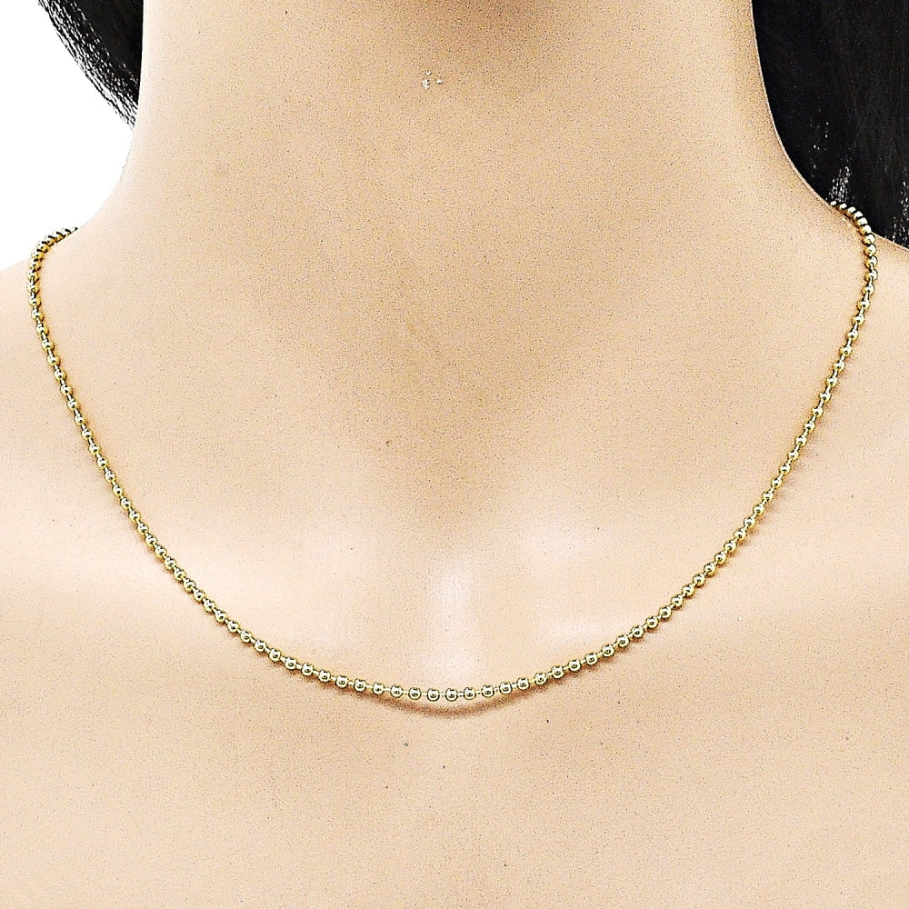 Oro Laminado Basic Necklace, Gold Filled Style Ball Design, Polished, Golden Finish