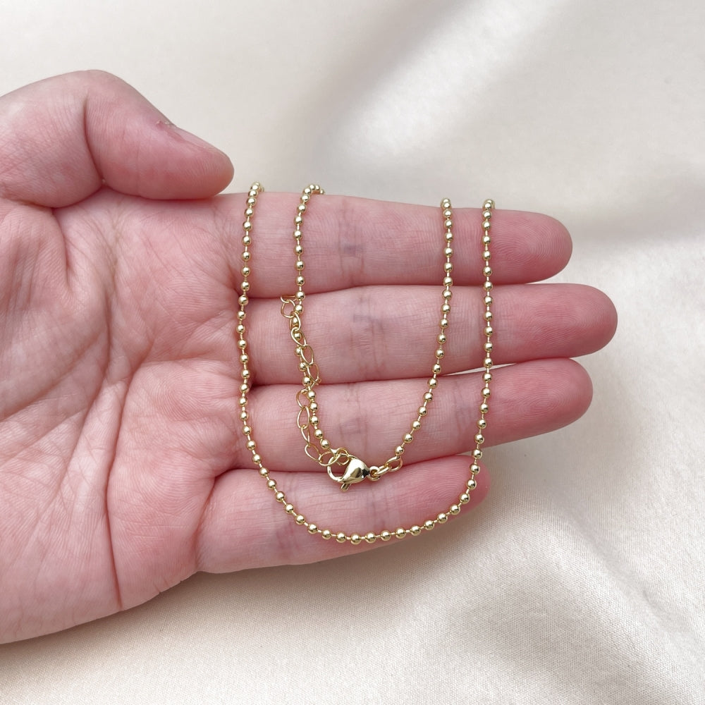 Oro Laminado Basic Necklace, Gold Filled Style Ball Design, Polished, Golden Finish