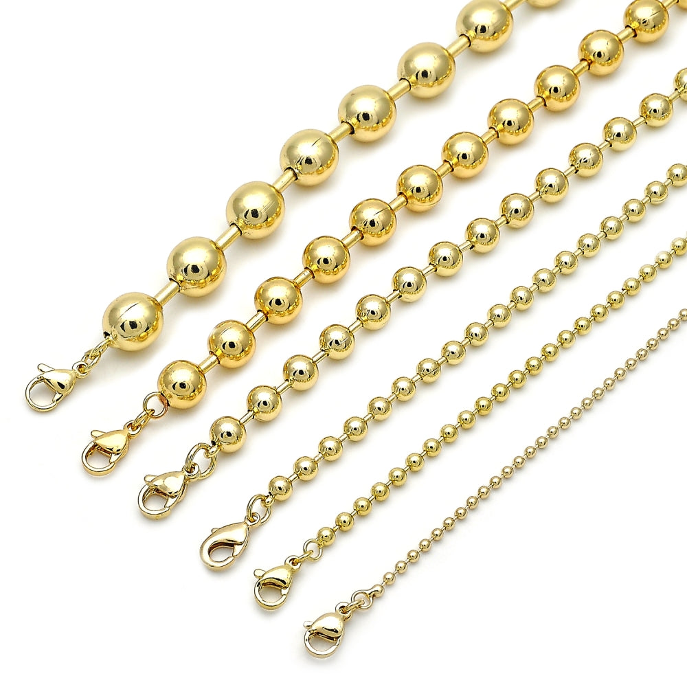 Oro Laminado Basic Necklace, Gold Filled Style Ball Design, Polished, Golden Finish