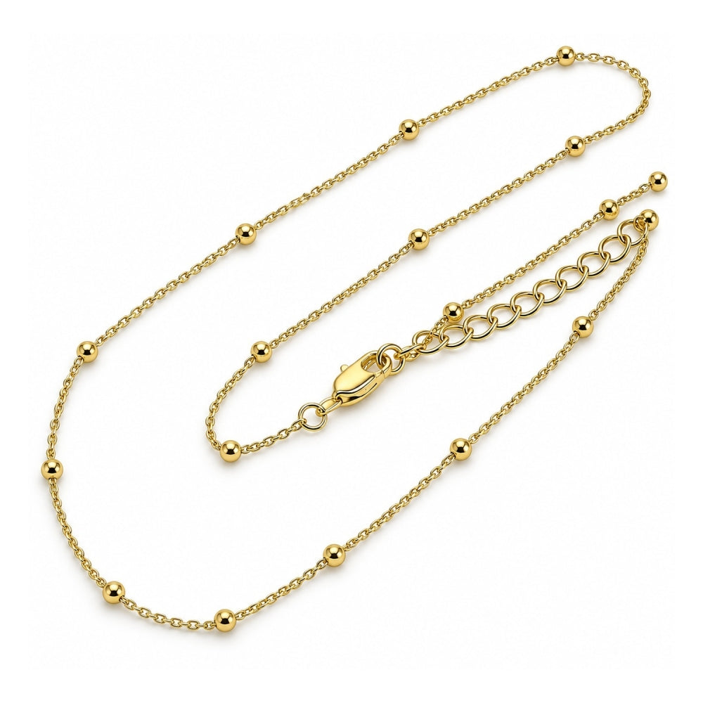 Oro Laminado Basic Necklace, Gold Filled Style Box and Ball Design, Polished, Golden Finish